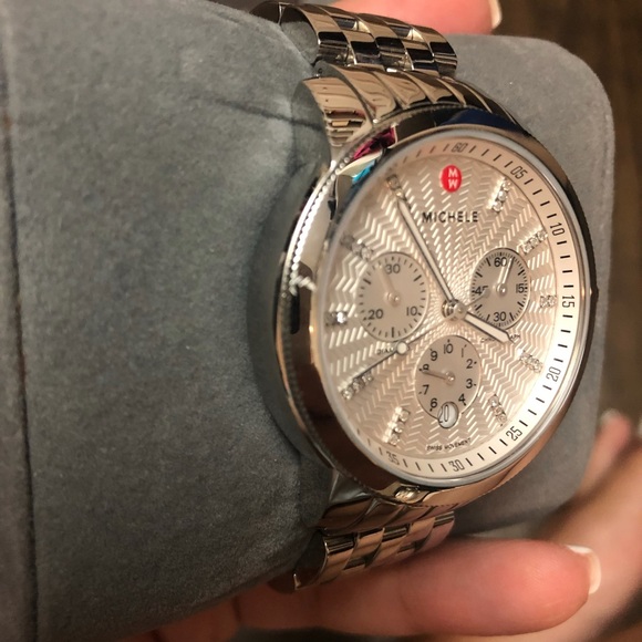 Michele Silver Uptown Diamond Dial Watch - Picture 8 of 16
